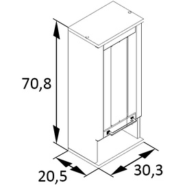 Schildmeyer Jelda, Holzwerkstoff, weis matt/Eiche Landhaus Dekor, 30,3 x 20,5 x 70,8 cm,