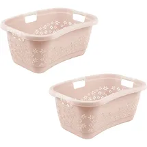 KEEEPER Wäschekorb lasse, 2er Set, Korb mit Softgriffen, 65 x 45 x 28 cm, 50 l (Set, 2 St), ergonomische Form, komfortable Softgriffe, Hüftstütze rosa