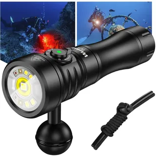 Wurkkos DL08 Unterwasser-Tauchlampe – 3600 Lumen, 274 Meter Reichweite, Rotlicht und UV, stufenlos dimmbar, mit Spot&Flutlichtmodi Type-C-Wiederaufladbar, IPX8 CRI 90 ideal für Unterwasserfotografie