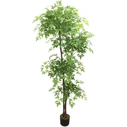 Künstliche Nandina-Pflanze Rebecca Mobili Zamrud 150x50x50 PEVA Holz Grün Braun