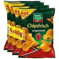 funny-frisch Chips Chipsfrisch ungarisch, Kartoffelchips, je 40g, 4 Tüten
