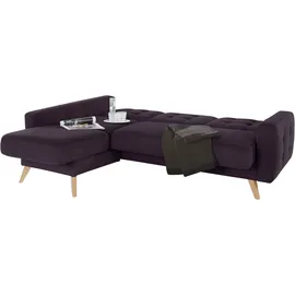 exxpo - sofa fashion Ecksofa EXXPO - SOFA FASHION "Nappa, kompakt und komfortabel, bequem, zeitloses Design, L-Form", lila (purole), B:222cm H:87cm T:156cm, Samtvelours (100% Polyester);Webvelours (100% Polyester), Sofas, Ecksofa, tolle Detailverarbeitung, inkl.