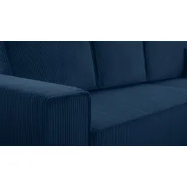 ax living Blau Cord Couch L Form – Cedria L+R Wohnlandschaft 287cm