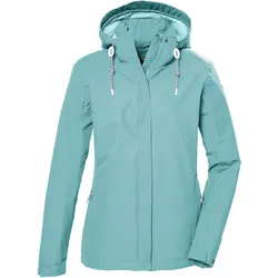 Outdoorjacke KILLTEC "KOS 61 WMN JCKT", Damen, Gr. 48, blau (hellpetrol), Oberstoff: 100% Polyester, Futter: 100% Polyester, sportlich, Jacken, Wasserdicht, atmungsaktiv, abnehmbare Kapuze, nachhaltige Herstellung