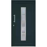 HORI® Haustür Eingangstür Komplettset – Robuste Hauseingangstür mit moderner Optik, hoher Wärmedämmung & Sicherheit, I Farbe: anthrazit (innen weiß) I DIN links I Modell: Frame I 198 x 98 cm