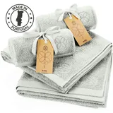 Liebenstein Handtuchset 2 x Duschtuch 70 x 140 cm & 2 x Handtuch 50 x 100 cm hellgrau