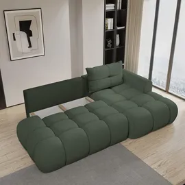 masseno Ecksofa Polyester mit Schlaffunktion L-Form Grün