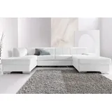 DOMO collection Wohnlandschaft Star, zeitloses und elegantes Design, viel Platz, Breite 304cm, U-Form, fester Sitzkomfort, wahlweise mit Bettfunktion weiß