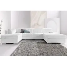 DOMO collection Wohnlandschaft Star, zeitloses und elegantes Design, viel Platz, Breite 304cm, U-Form, fester Sitzkomfort, wahlweise mit Bettfunktion weiß