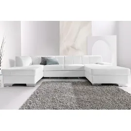 DOMO collection Wohnlandschaft Star, zeitloses und elegantes Design, viel Platz, Breite 304cm, U-Form, fester Sitzkomfort, wahlweise mit Bettfunktion weiß