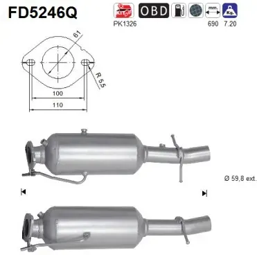 AS Ruß-/Partikelfilter, Abgasanlage Abganlage fd5246q für Ford