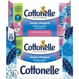 Cottonelle Feuchtes Toilettenpapier, Sauber Pflegend - Mizellenwasser & Baumwollduft, Biologisch Abbaubar, Plastikfrei, Wiederverschließbar, Vorteilspack, 12 x 42 Feuchttücher