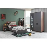 JV Möbel Modern Kinderzimmer Set Kinderbett, Nachttisch, Kleiderschrank, Top-Qualität Grau