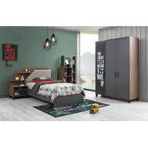 JV Möbel Modern Kinderzimmer Set Kinderbett, Nachttisch, Kleiderschrank, Top-Qualität Grau