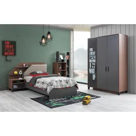 JV Möbel Modern Kinderzimmer Set Kinderbett, Nachttisch, Kleiderschrank, Top-Qualität Grau