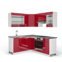 Vicco Eckküche, Bordeaux, Weiß, Holzwerkstoff, L-Form,L-Form, 190x82x60 cm, Küchen, Eckküchen, Eckküchen ohne Geräte