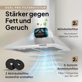 Levivo Dunstabzugshaube 60 cm Silber