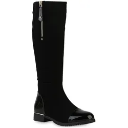 Damen Klassische Stiefel in Schwarz Lack