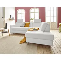 Ecksofa SIT & MORE "Pablo L-Form", weiß (altweiß), B:233cm H:80cm T:196cm, Luxus-Microfaser ALTARA NUBUCK (100% Polyester) / Struktur fein (100% Polyester), Luxus-Microfaser ALTARA NUBUCK (100% Polyester) / Struktur (90% Polyester, 10% Polyamid), Sofas, wahlweise mit Bettfunktion und Bettkasten