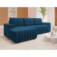 Mirjan24 Ecksofa Kenozi, Sofagarnitur, Eckcouch Couch mit Bettkasten und Schlaffunktion, L-Form Sofa (Farbe: Manila 26, Seite: Links) - Blau