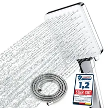 Newentor Duschkopf mit 6 Strahlarten, Silber (mit Schlauch 1,5M)