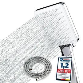 Newentor Duschkopf mit 6 Strahlarten, Silber (mit Schlauch 1,5M)