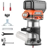 VEVOR Akku-Kantenfräse, Bürstenloser Motor, Kompakte Oberfräse mit Variabler Drehzahl & Fester Basis, 6,35 mm Spannzange, Einhandfräse für die Holzbearbeitung, 18V, Li-Ion (Lieferung ohne Akku)