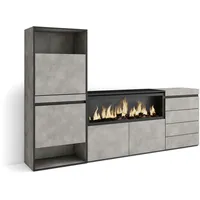 SKRAUT HOME Schuhschrank, Raumsparschrank, 224x35x145 cm, Schlafzimmer, XXL-Elektrokamin, Schubladen,