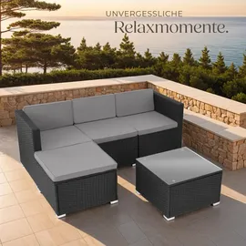 Tectake tectake® Rattan Lounge, für 3 bis 4 Personen, widerstandsfähig - Schwarz