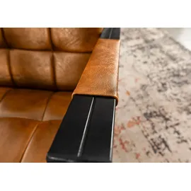 Massivmoebel24 Sessel Echtleder 64 x 83 x 76 cm Cognac mit Armlehnen und Metallbeinen
