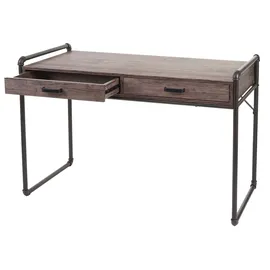 Mendler Schreibtisch HWC-F58 Wildeiche-Optik / Braun