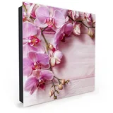 Primedeco Schlüsselkasten Magnetpinnwand mit Glasfront Orchideen Holz Hintergrund (1 St) rosa