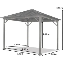 TOOLPORT Gartenpavillon 3 x 3 m braun/champagner