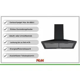 PKM Kaminhaube 60 cm Schwarz