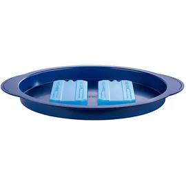 APS Thermo Tablett Set", in Blau/Transparent Ø 35 cm, H: 15 /Schale/ Edelstahl-Tablett/ Zwei Kühlakkus