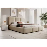 vivente möbel Polsterbett NIZZA Magic Velvett, Lattenrost mit 32 Lamellen, großer Bettkasten Cream (Magic Velvet 2250)-160 x 200 cm-mit Holz Rahmen Lattenrost