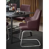 Polsterstuhl STRESSLESS "Laurel", rot (bordeaux batick, chrom glänzend), B:58cm H:92cm T:60cm, Leder BATICK: BATICK ist ein leicht korrigiertes, durchgefärbtes und genarbtes Möbelleder, bei dem die meisten Unebenheiten und Spuren in der Regel entfernt wurden., Stühle, Polsterstuhl, Low Back mit Armlehne, Größe L, mit Beinen aus Stahl in Chrom glänzend