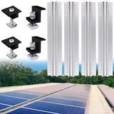 Warmfay Solarmodul Halterung Montageset, Befestigung Solarmodul 40CM Aluprofil und 30MM Schwarze Klemmen für 2X Module, Dachhalterungen Solarmodule für Flachdach Blechdach Trapezblech