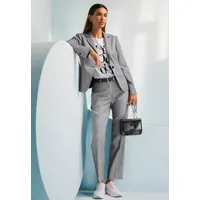 Hosenanzug HEINE, Damen, Gr. 40, Normalgrößen, schwarz (ecru, schwarz, gemustert), 80% Polyester, 18% Viskose, 2% Elasthan, Anzüge Hosenanzug