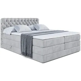 altdecor Boxspringbett mit Matratze, Topper, Polsterbett mit, Bettkasten BOXI8 KING - 140x200 - Grau Monolith