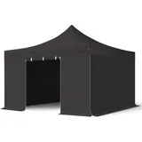 TOOLPORT Faltpavillon Pavillon 4x4m - mit 4 Seitenteilen (ohne Fenster) Premium Dach Partyzelt schwarz