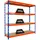 Proregal Profi Schwerlastregal Rhino HxBxT 200x200x60cm 4 Spanplatten-Ebenen 16mm Fachlast 500kg Blau/Orange Stecksystem Lagerregal, Steckregal,