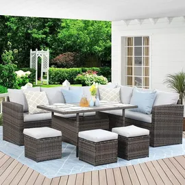 MeXo Polyrattan Lounge-Set 7-tlg. grau