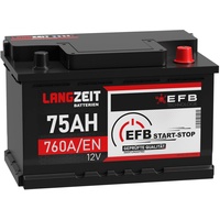 Starterbatterie Autobatterie EFB 12V 75Ah 760A/EN Start-Stop Batterie 70Ah 80Ah