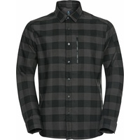 Odlo Shirt l/s Halden Check black - new odlo graphite grey, S