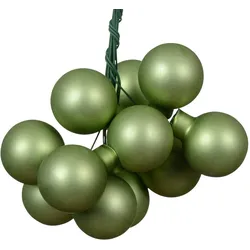12 Glaskugeln am Draht 2,5cm Weihnachtskugeln Spiegelbeeren matt - kleine Dekokugeln Christbaumschmuck Weihnachtsdeko Grüntee