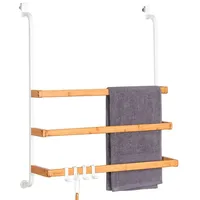 ELUNO Handtuchhalter Metall/Bambus Weiß