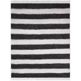 OTTO home Teppich OTTO HOME "Benja", schwarz (schwarz, weiß), B:160cm H:10mm L:230cm, Baumwolle, Polyester, Teppiche, Teppich, Handweb Teppich, gestreift, 90% Baumwolle, handgewebt, mit Fransen