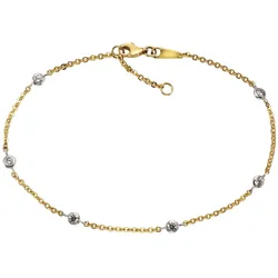 Fußkette FIRETTI "Schmuck Geschenk Gold 375 Körperschmuck Ankerkette", gold (goldfarben, silberfarben, weiß), Fußkettchen, Gelbgold 375, mit Zirkonia (synth.)