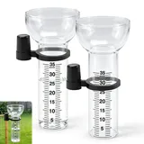 Zinueen Regenmesser Frostsicher 2 Stück, Regenmesser Ersatzglas mit Halterung, 35mm Glas-Regenmesser für Garten, Digital Ablesbar, Klar & Langlebig